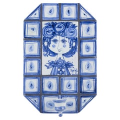 Bjørn Wiinblad, The Blue House, own studio. Candle holder wall plaque.