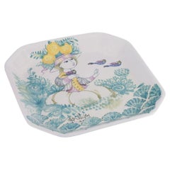 Bjørn Wiinblad, The Blue House. Unique octagonal ceramic bowl/wall plaque.