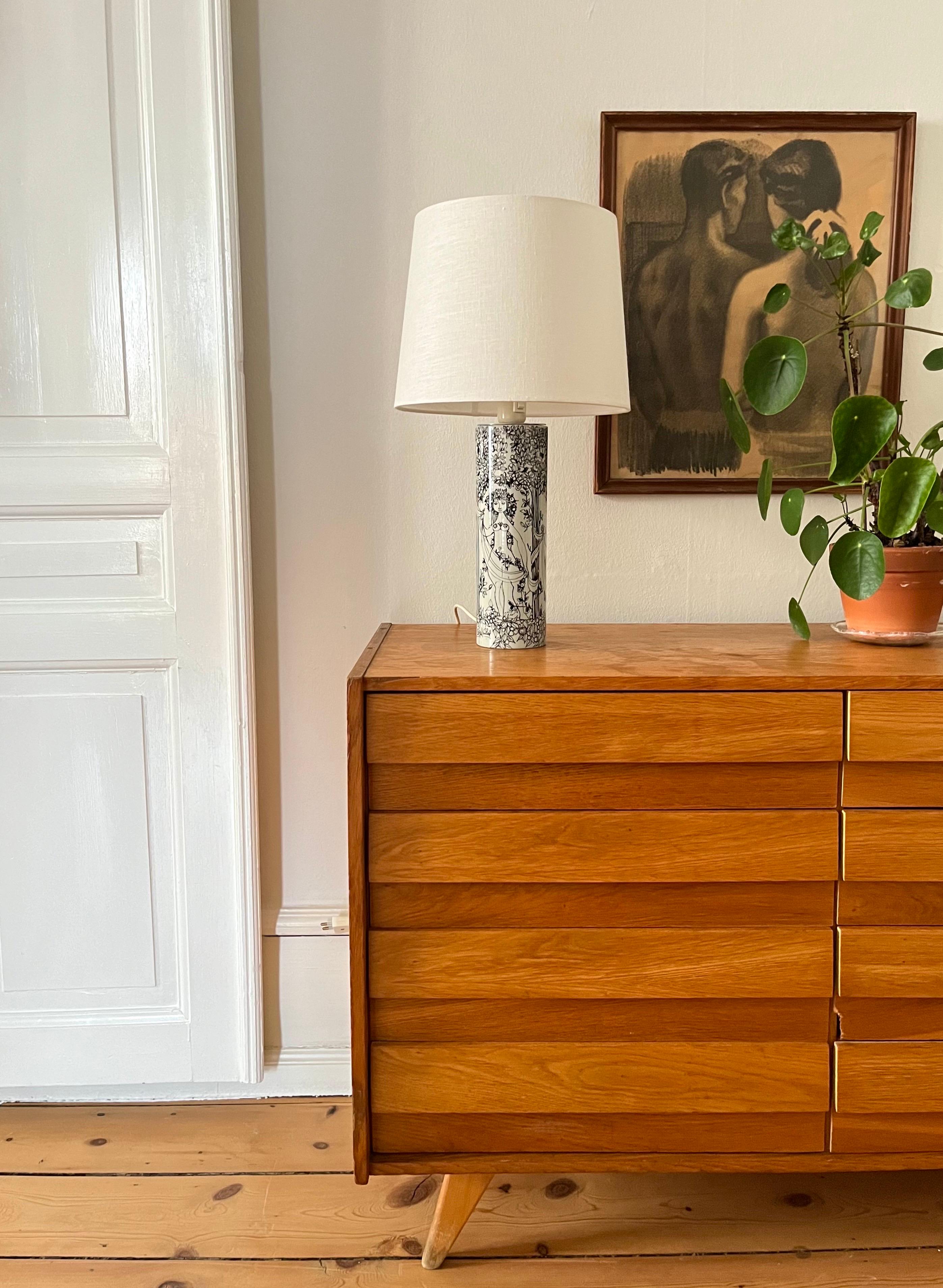 Bjørn Wiinblad ‘Tre Gratier’ Table Lamp for Nymølle, Denmark, Late 1960s–Early 1970s

Charming and highly decorative table lamp designed by Danish artist Bjørn Wiinblad for Nymølle Keramiske Fabrik in the late 1960s or early 1970s. Originally