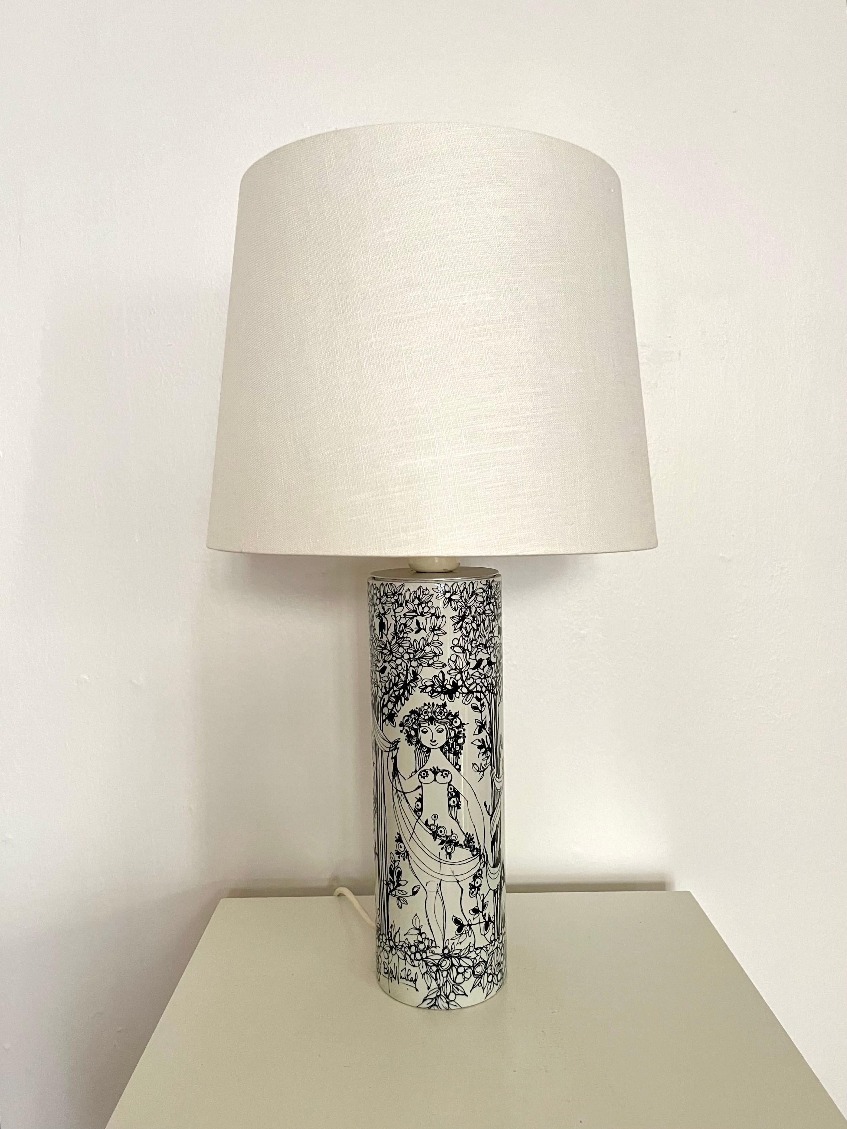 Mid-Century Modern Bjørn Wiinblad ‘Three Graces’ Table Lamp for Nymølle, Denmark, 1960s/1970s For Sale