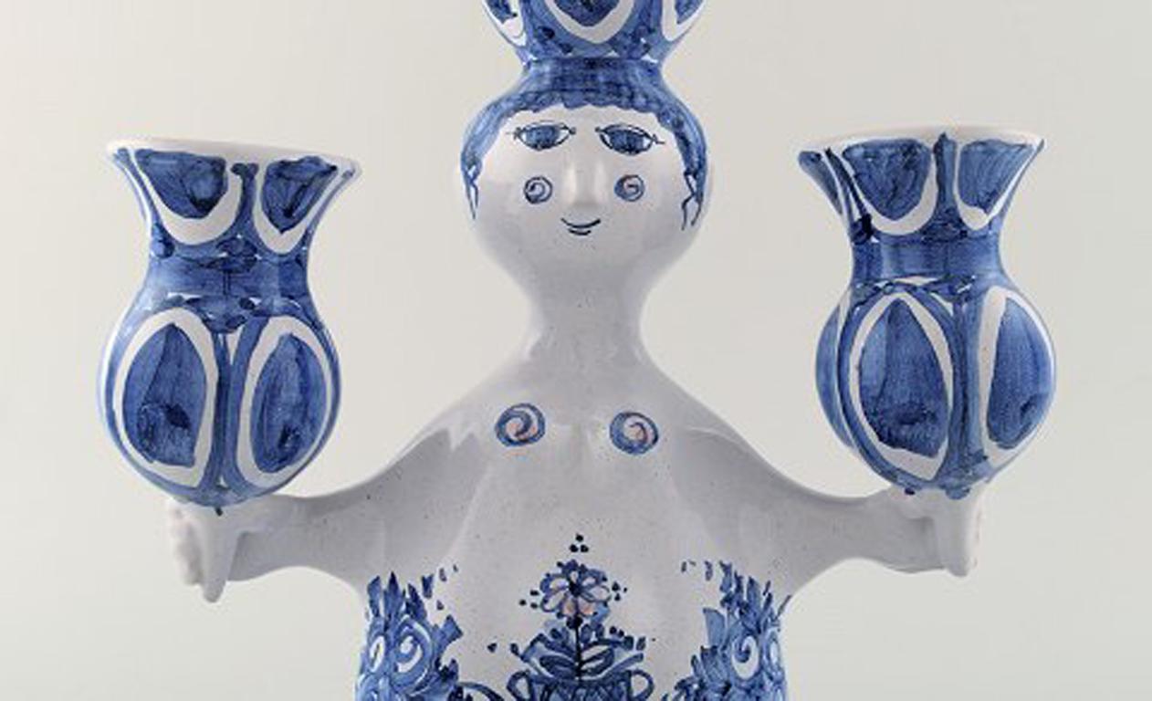 Contemporary Bjørn Wiinblad Unique Ceramic Candleholder / Figure, Woman