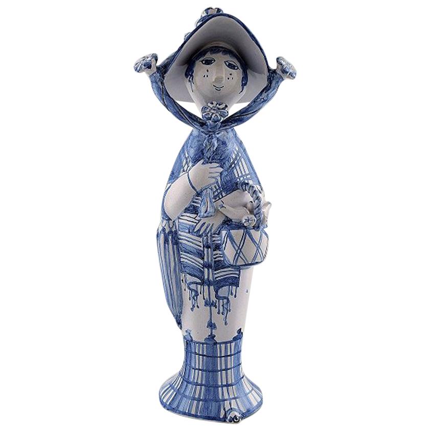 Bjørn Wiinblad Unique Ceramic Figure "Autumn" in Blue "Seasons"