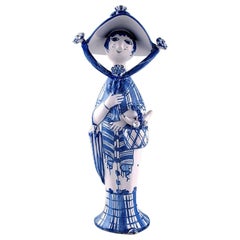 Bjørn Wiinblad Unique Ceramic Figure, "Autumn" in Blue "Seasons"