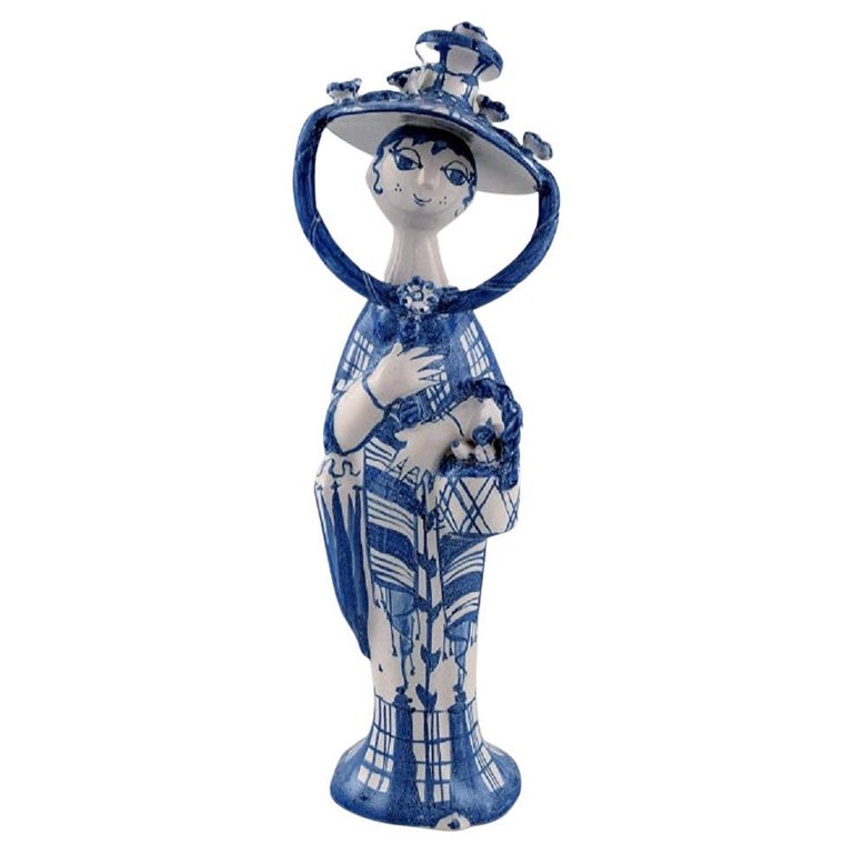 Bjørn Wiinblad Unique Ceramic Figure, "Autumn" in blue "Seasons" For Sale  at 1stDibs