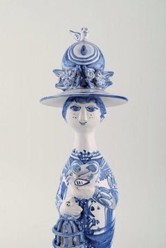 Bjørn Wiinblad - Figure unique en céramique:: "Printemps" en bleu "Saisons"