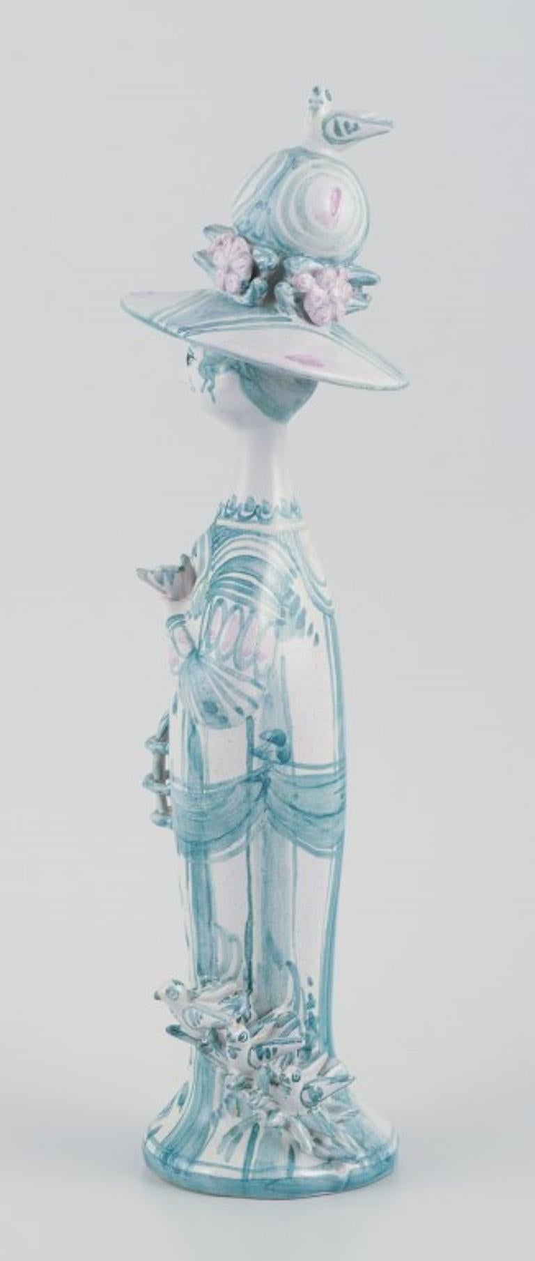Scandinavian Modern Bjørn Wiinblad, unique ceramic figure. ‘Spring’ in green, ‘The Seasons