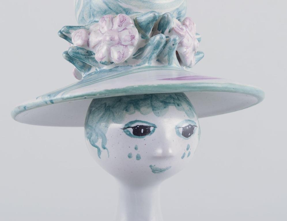 Late 20th Century Bjørn Wiinblad, unique ceramic figure. ‘Spring’ in green, ‘The Seasons