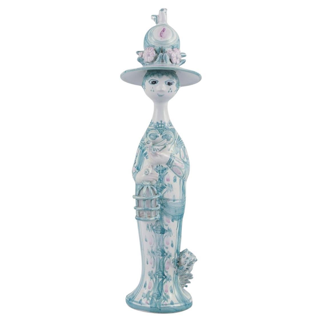 Bjørn Wiinblad, unique ceramic figure. ‘Spring’ in green, ‘The Seasons" series