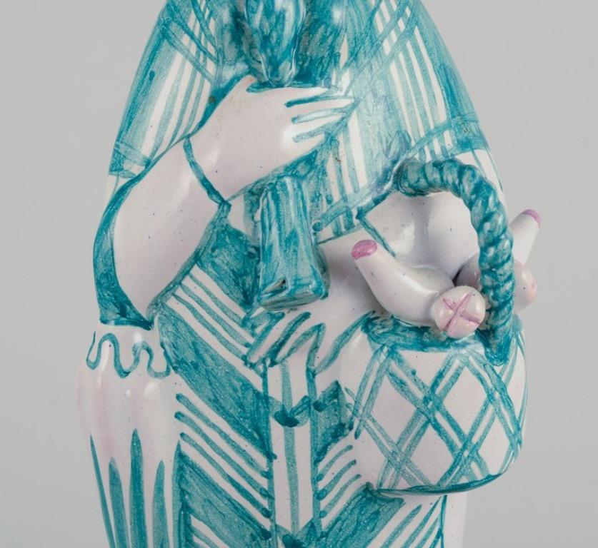 Glazed Bjørn Wiinblad, unique ceramic figurine. 