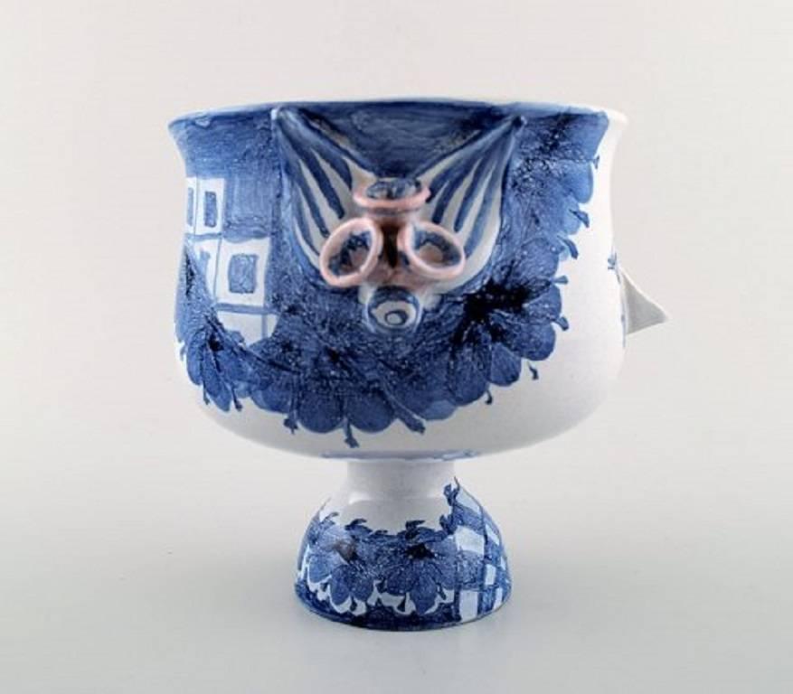 Danish Bjørn Wiinblad Unique Ceramic Vase, the Blue House, Own Studio
