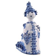 Bjørn Wiinblad Unique Ceramics Figure, Aunt, 2002, The Blue House