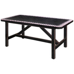 Retro Bjørn Wiinblad, Unique Danish Rectangular Artisan Tile-Top Table, Signed