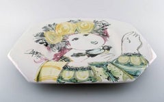 Bjørn Wiinblad, Own Studio "the Blue House" Rare Unique Large Dish