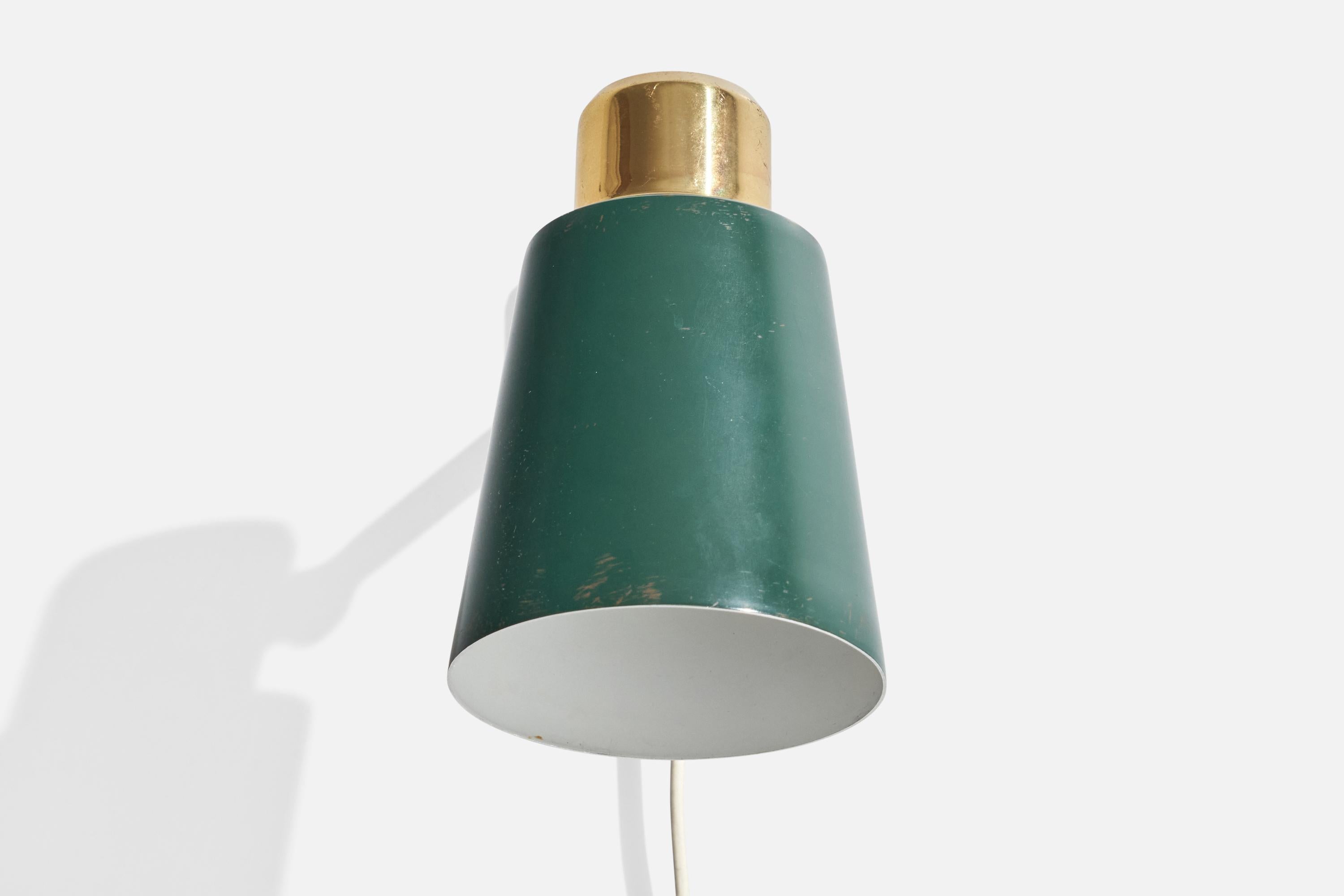 Scandinavo moderno Skellefteå BJS, Applique, Teak, Ottone, Metallo, Svezia, anni '50 in vendita