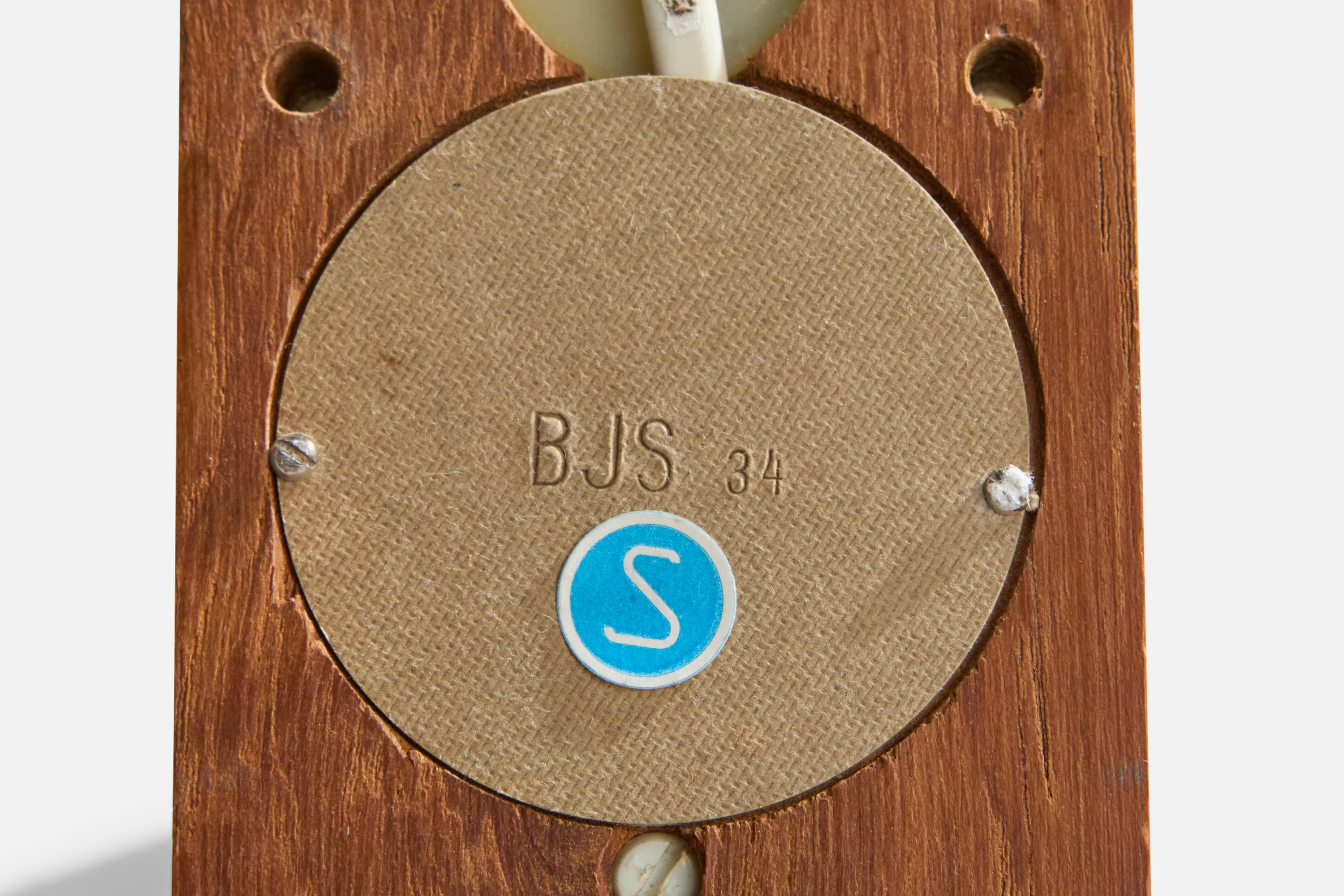 BJS Skellefteå, Applique, Teck, Laiton, Suède, années 1950 en vente 3