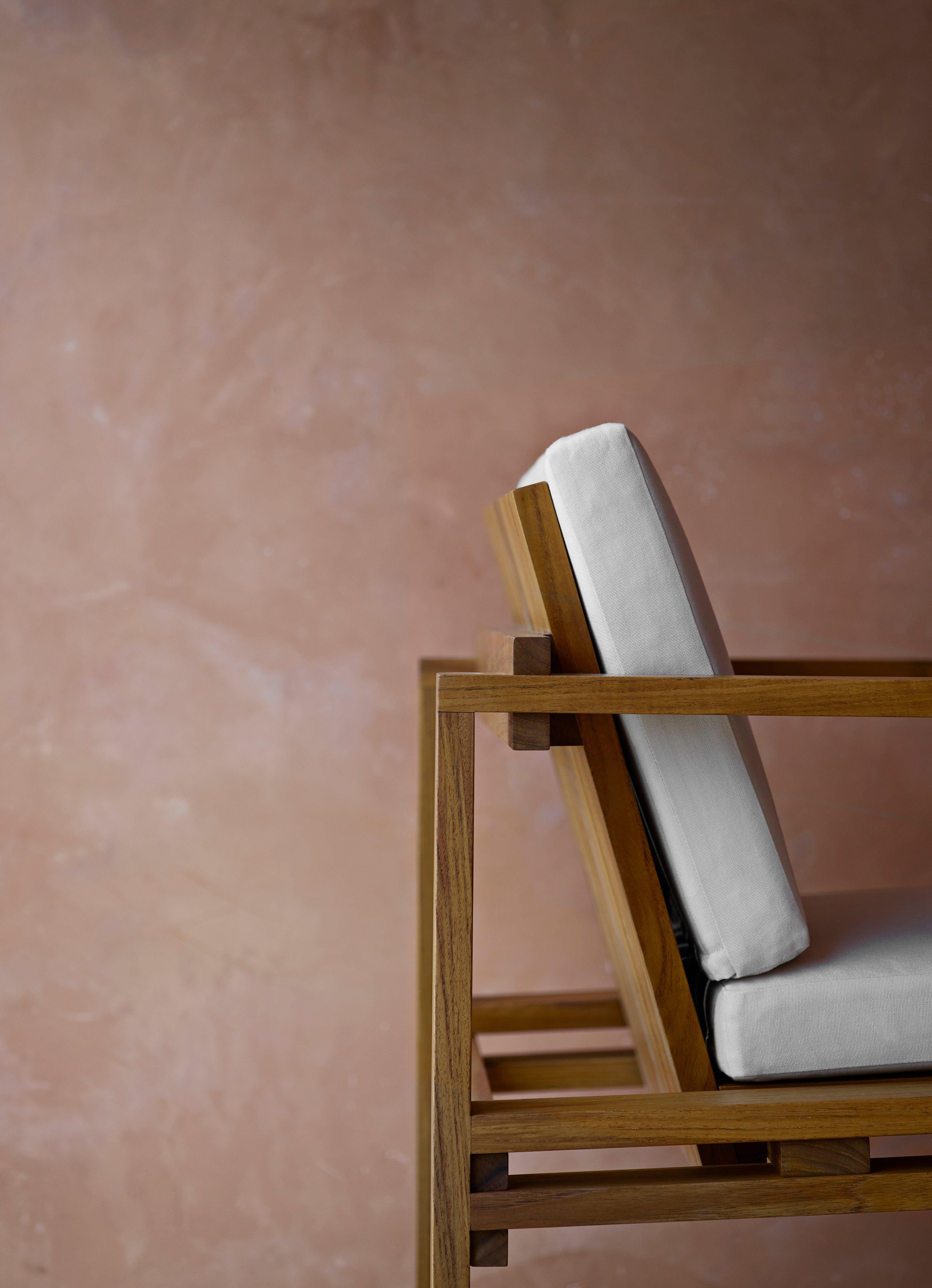 Oiled BK10 Dining Chair in Teak Oil with Sunbrella Beige Canvas Cushion by Bodil KjÃ¦r