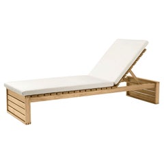 BK14 Sunbed in Teak Untreated w/ Canvas Cushions by Bodil Kjã¦R