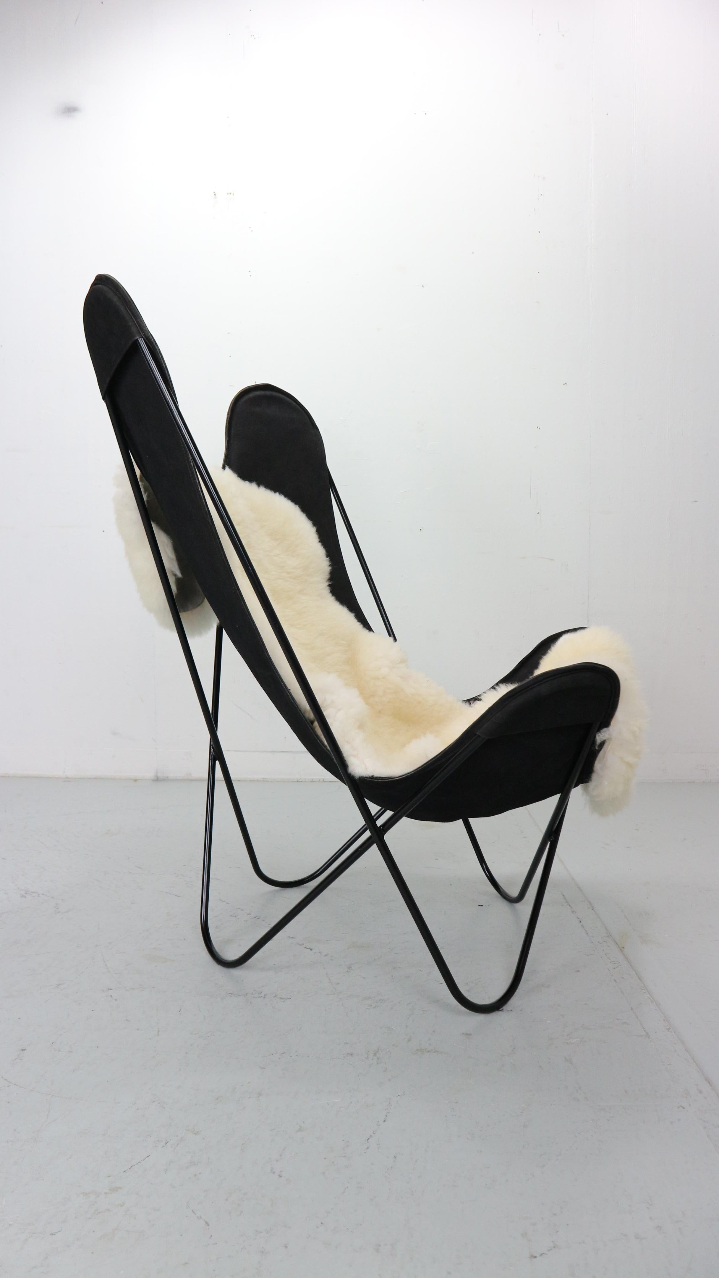 BKF Butterfly Chair by Jorge Hardoy-Ferrari for Knoll, 1960s incl. Sheepskin For Sale 4
