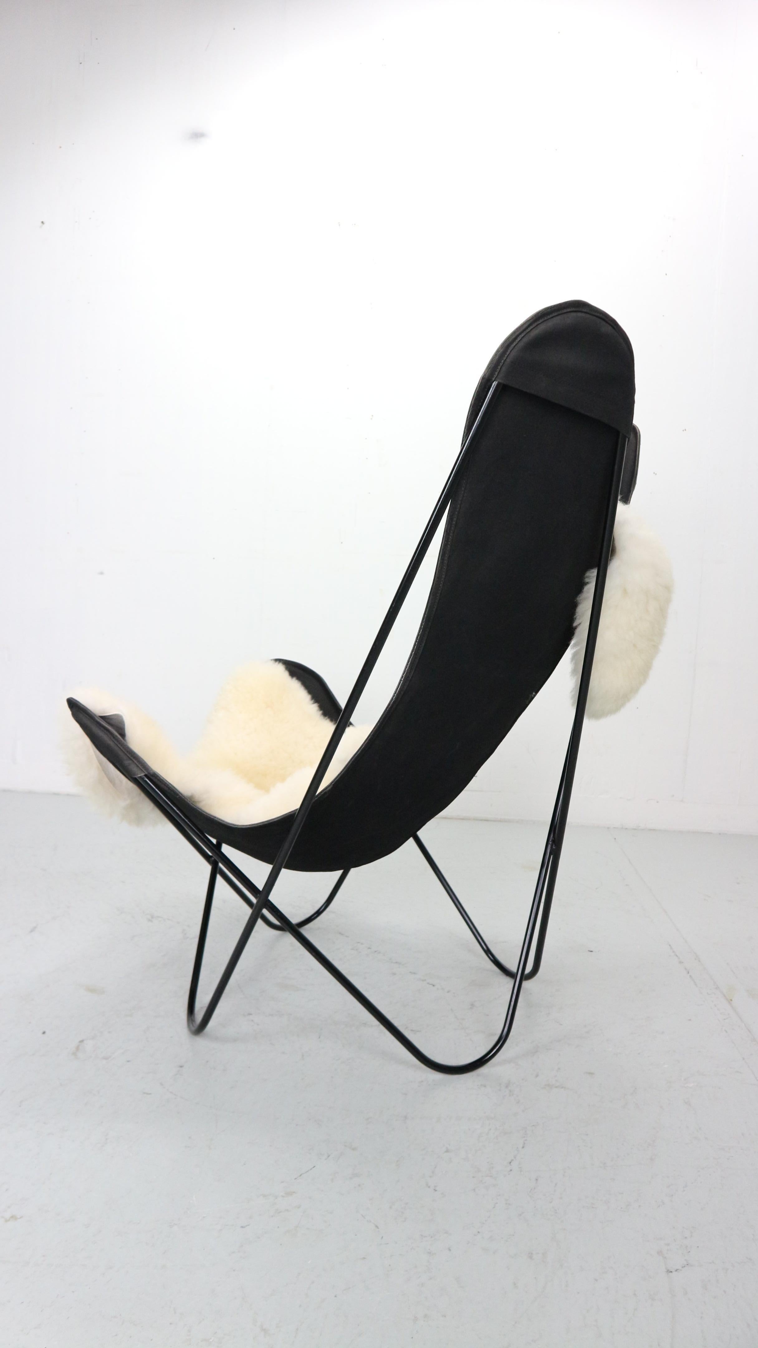 BKF Butterfly Chair by Jorge Hardoy-Ferrari for Knoll, 1960s incl. Sheepskin For Sale 6