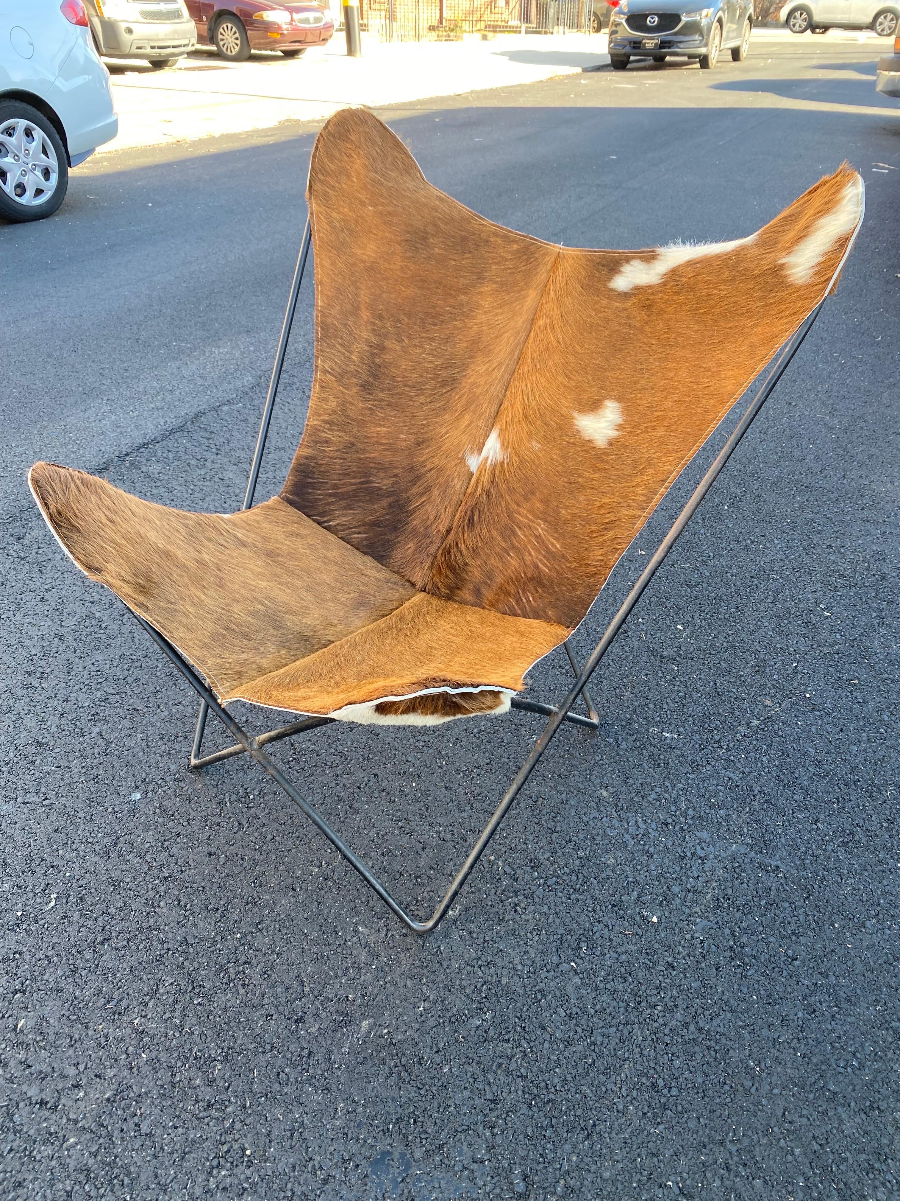 BKF Hardoy for Knoll Butterfly Chair with New Cowhide Sling For Sale 2
