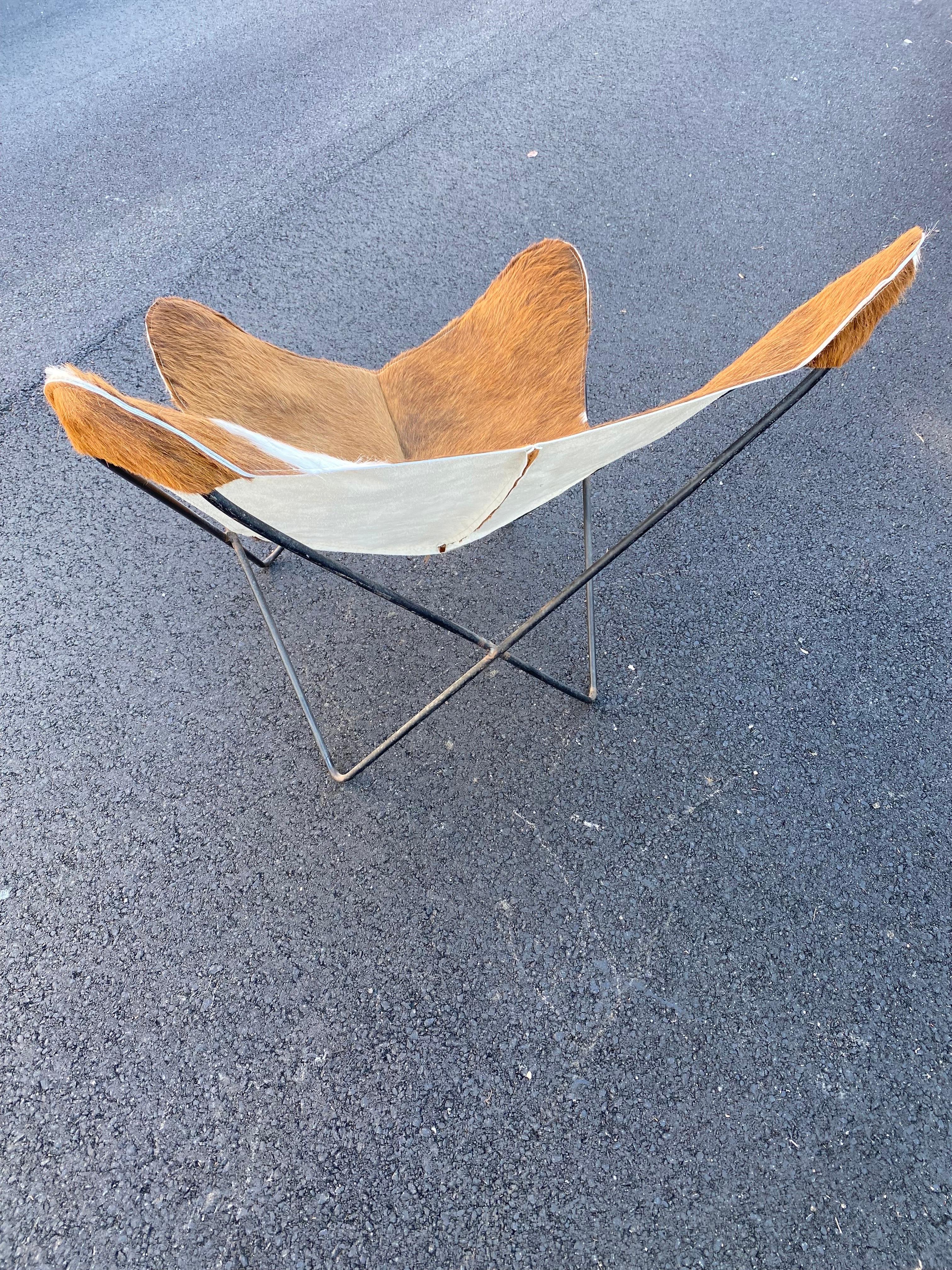 BKF Hardoy for Knoll Butterfly Chair with New Cowhide Sling For Sale 4