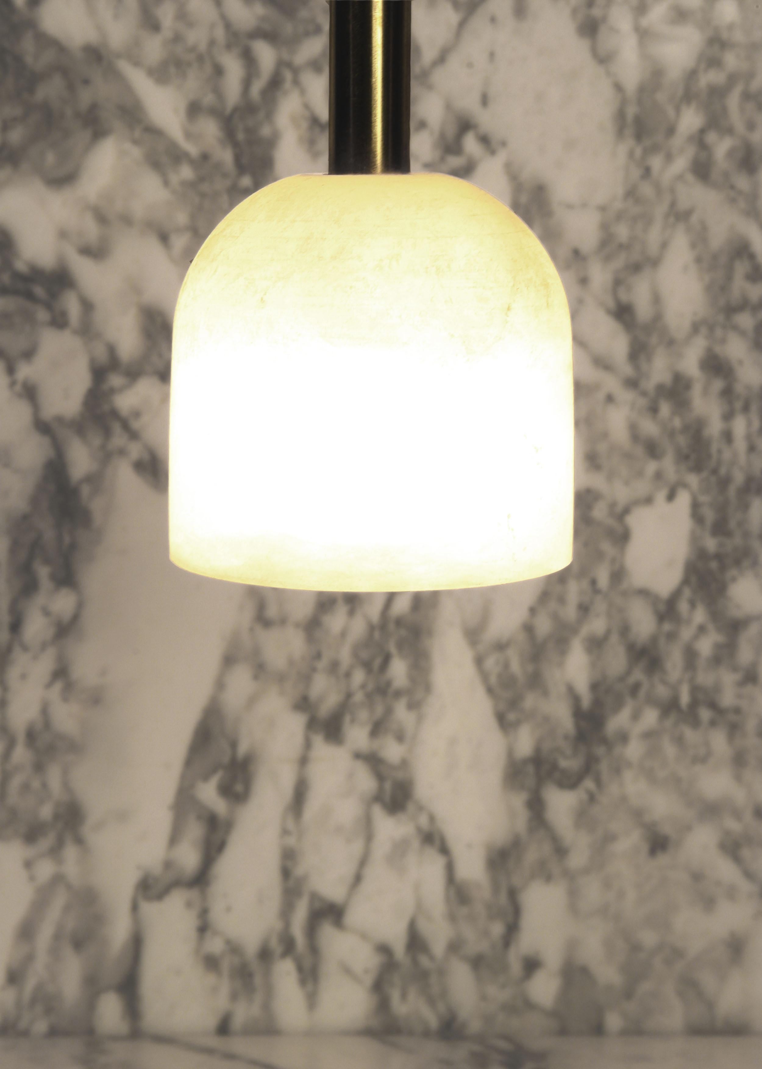 BL-01 Block Lamp of Charred Oak, Brass and Alabaster 5