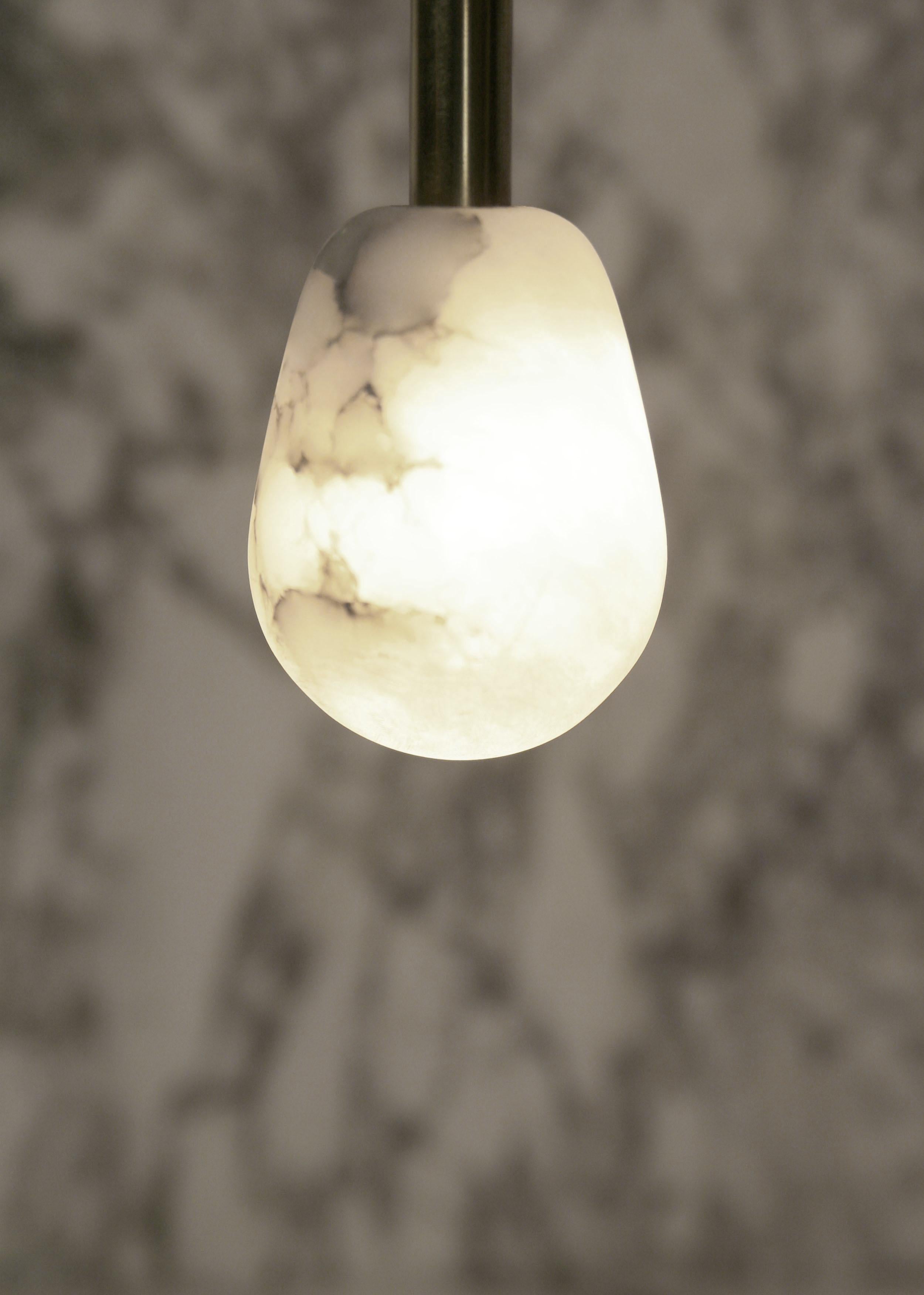 BL-01 Block Lamp of Charred Oak, Brass and Alabaster 6