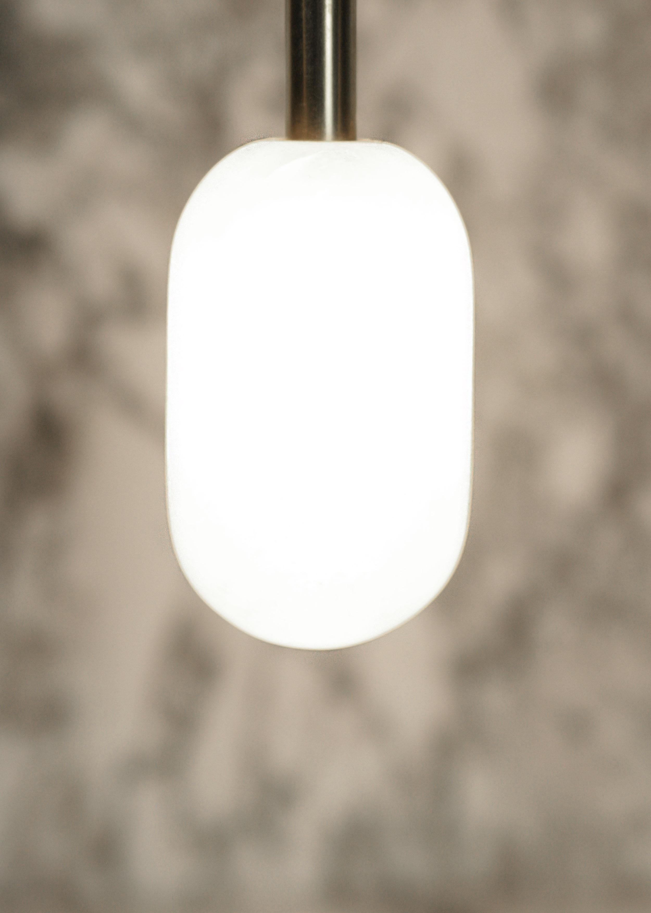 BL-01 Block Lamp of Charred Oak, Brass and Alabaster 7