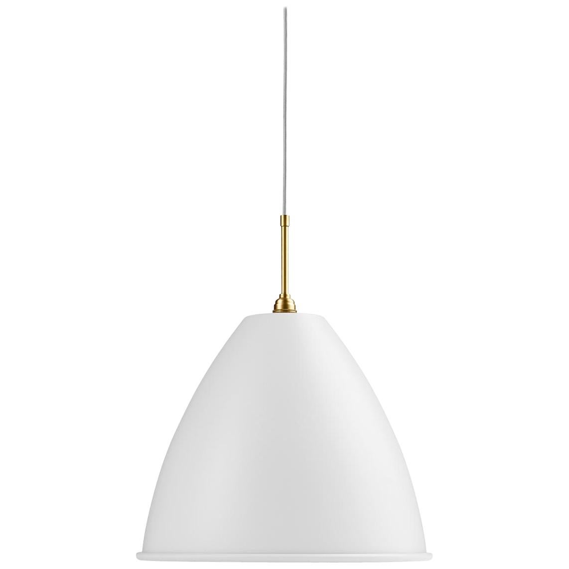 BL 9 Pendant, Brass Base, Large, White