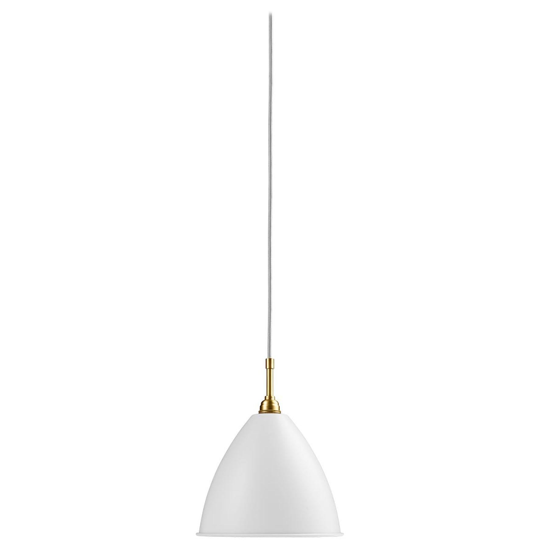 BL 9 Pendant, Medium, Brass Base, White
