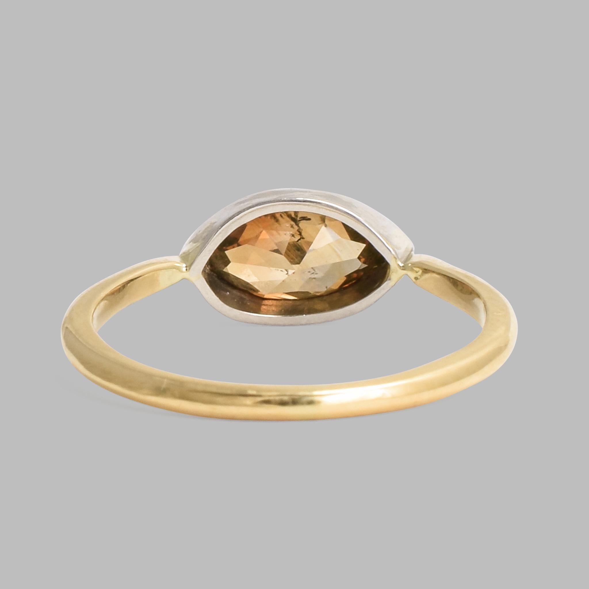 Contemporary BL Bespoke 0.81 Carat Marquise Cognac Diamond Millegrain Ring