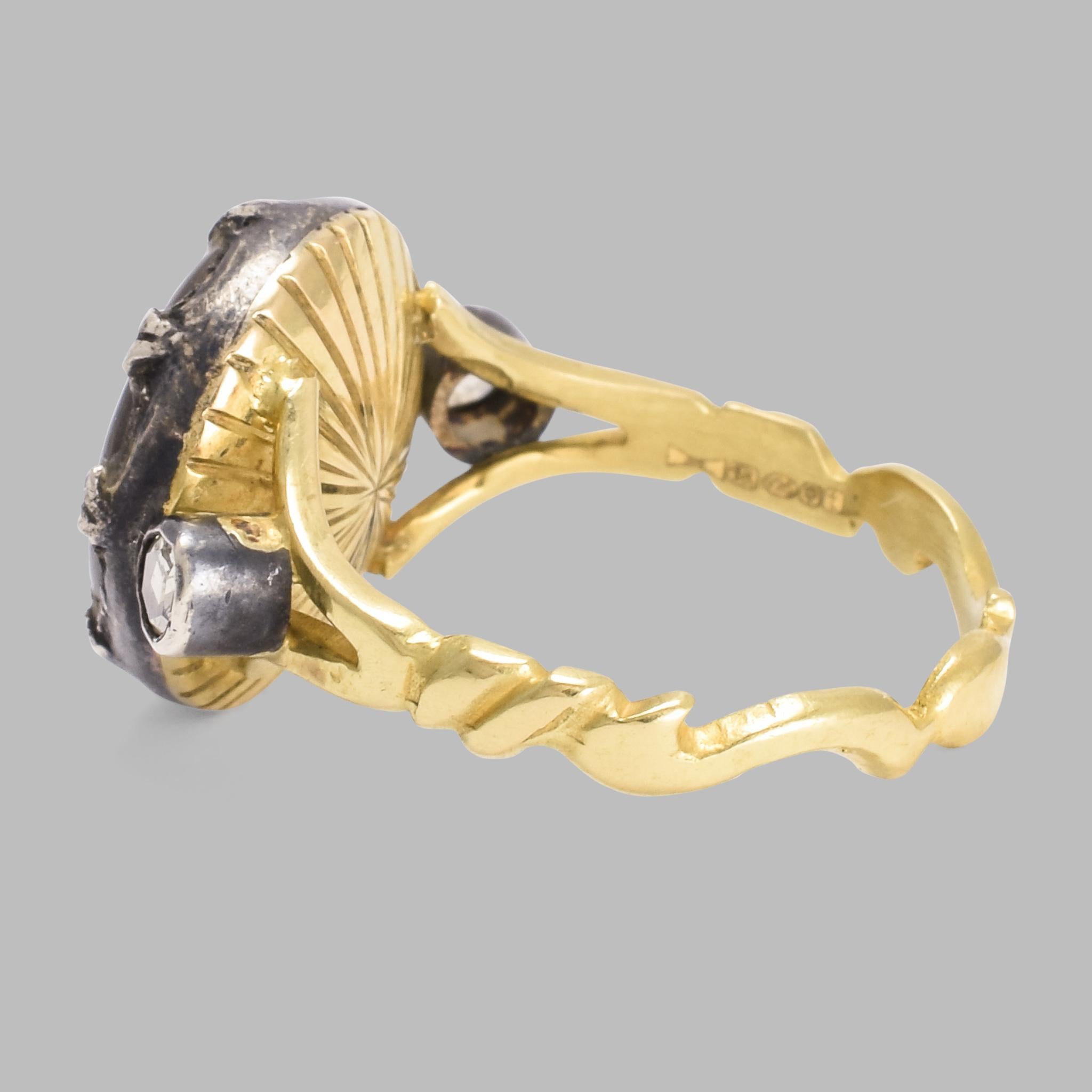 Georgian BL Bespoke Crystalized Heart Ring For Sale
