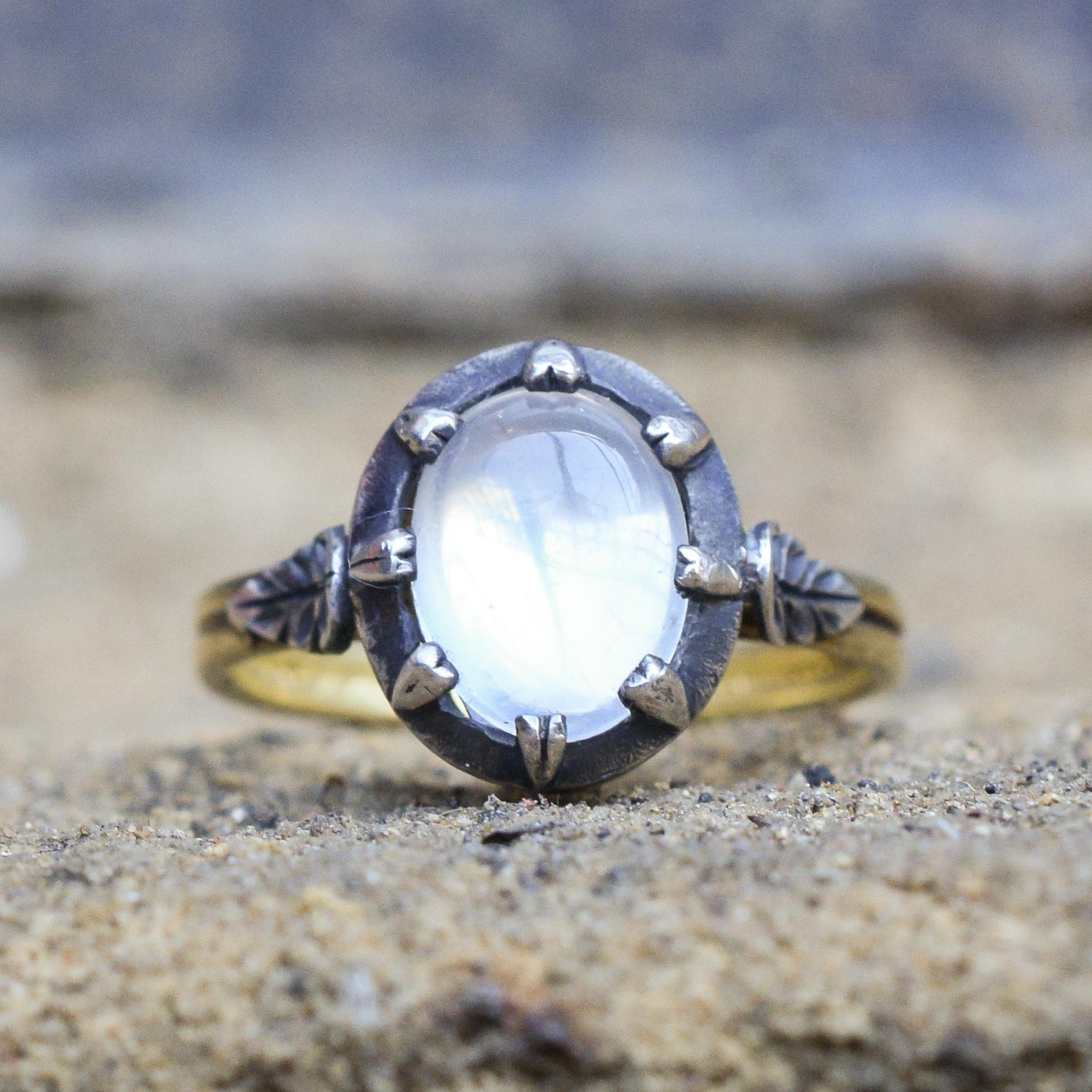 BL Bespoke White Moonstone Power Ring For Sale 3