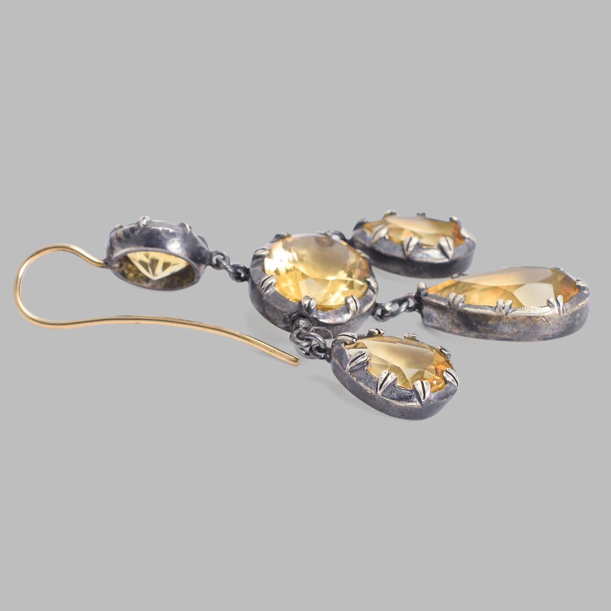 BL Bespoke Yellow Citrine Pendeloque Earrings In New Condition In Sale, Cheshire