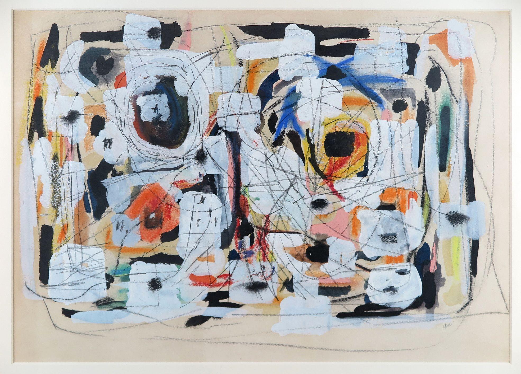 B.L. Goodwin c.1945
Abstraction in color
Watercolor, gouache, and charcoal
Signed: Goodwin
Frame Measurements 
W 35.50'' x  H  28.33''
