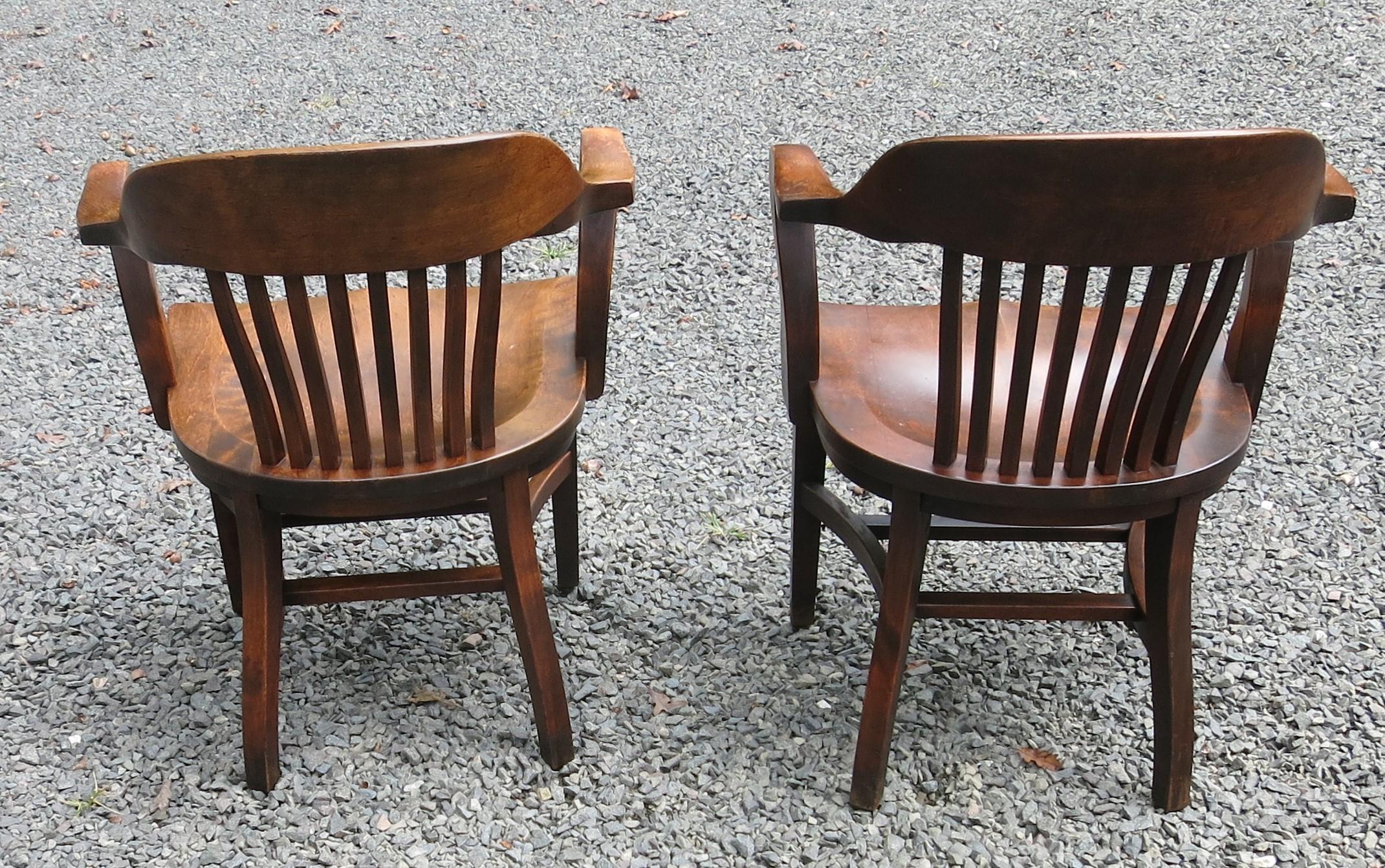 Arts and Crafts B.L. Marble Bankers Chairs Pair