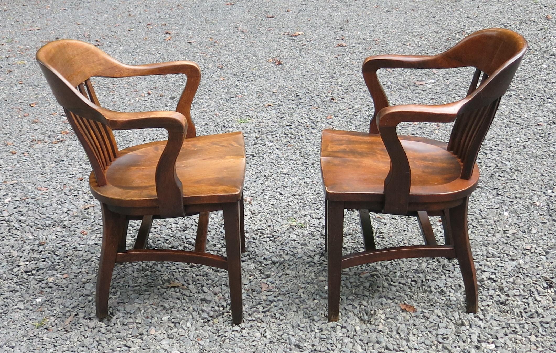 American B.L. Marble Bankers Chairs Pair