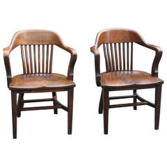 Antique B.L. Marble Bankers Chairs Pair