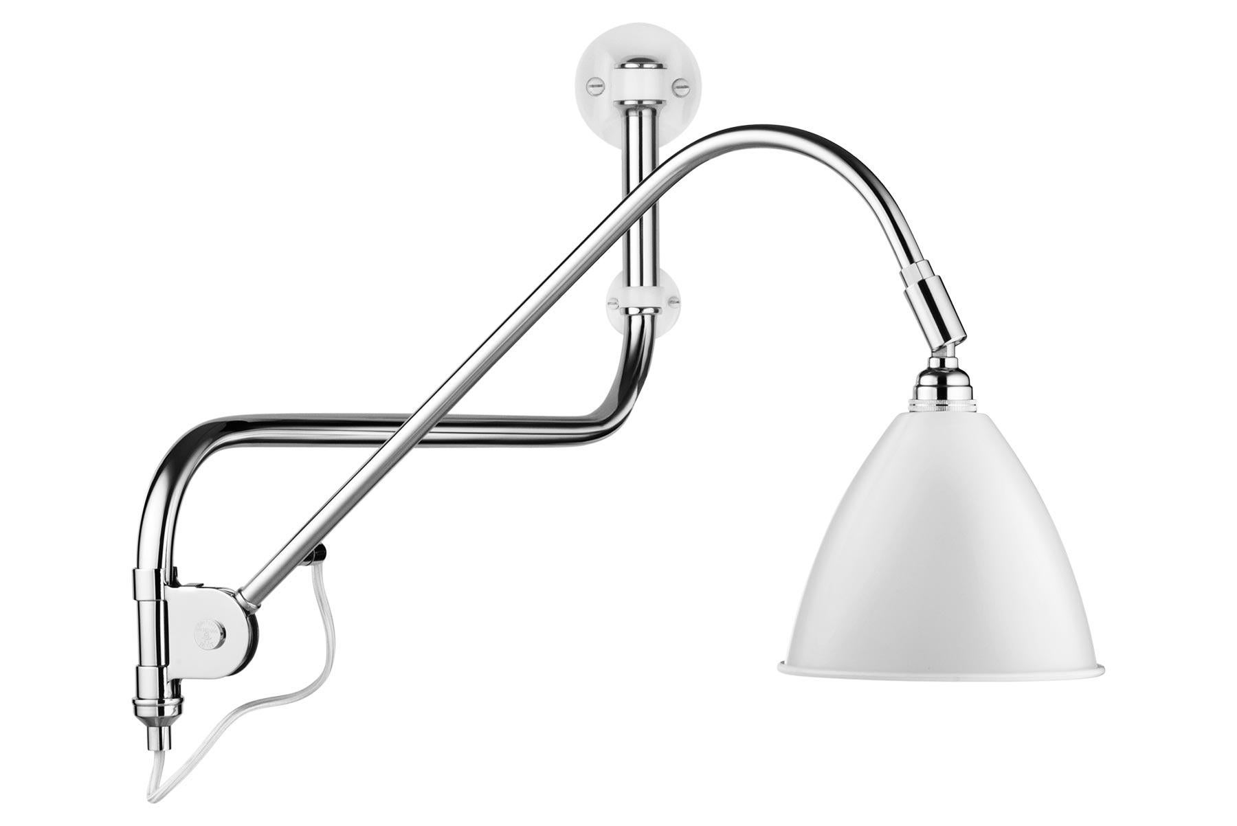 Danish Bl10 Wall Lamp, Chrome, White For Sale