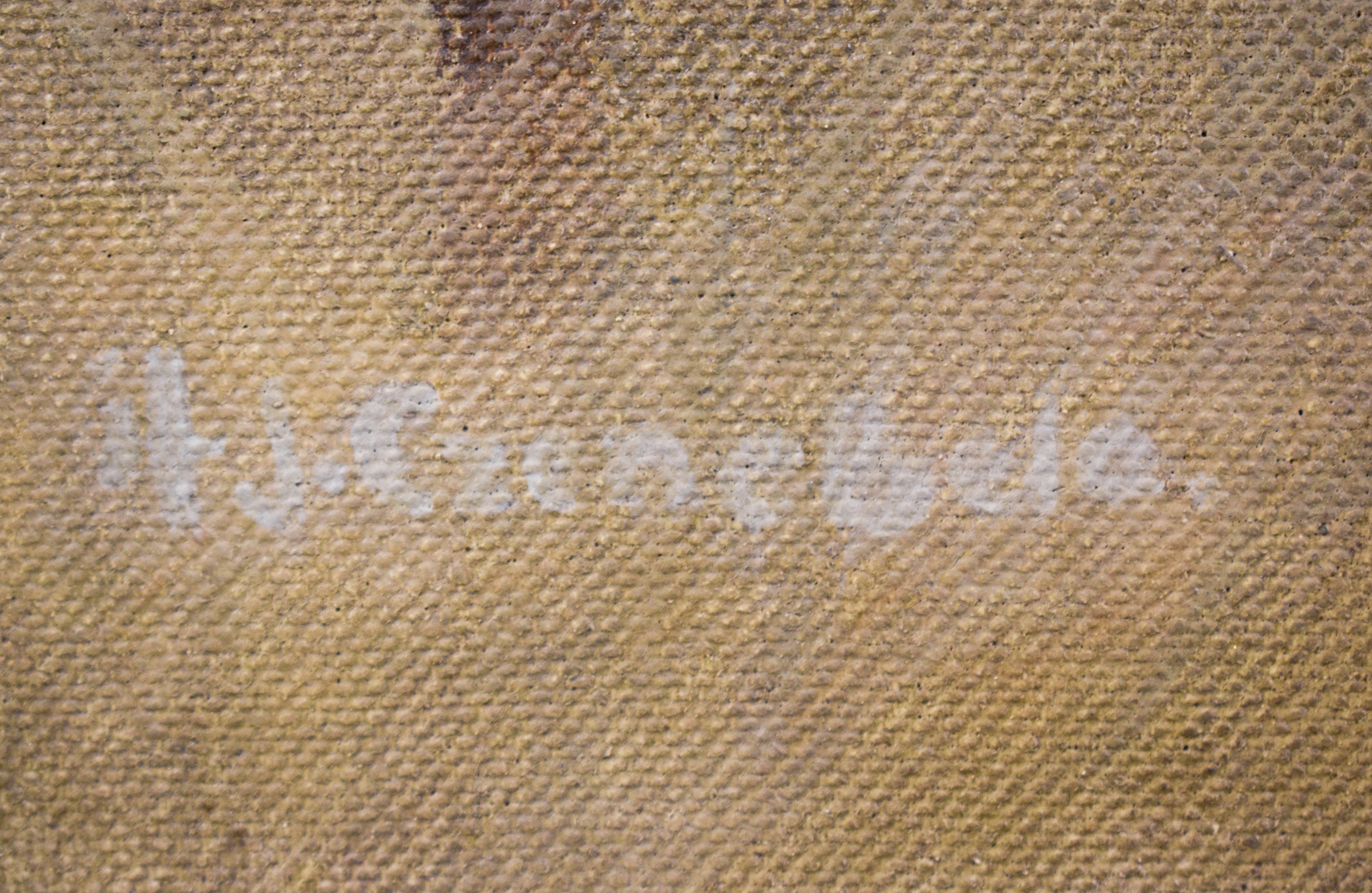 Ungarisches realistisches Art-Deco-Gemälde von Arbeitern auf dem Feld (Realismus), Painting, von Béla Czene