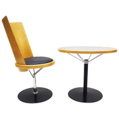 Blå Station Swedish Design Bentwood Side Chair and Table by Börge Lindau