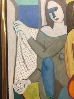 Black & Giltwood Framed Oil Painting by Ralph Eugene Della-Volpe, "Ballet Trio"