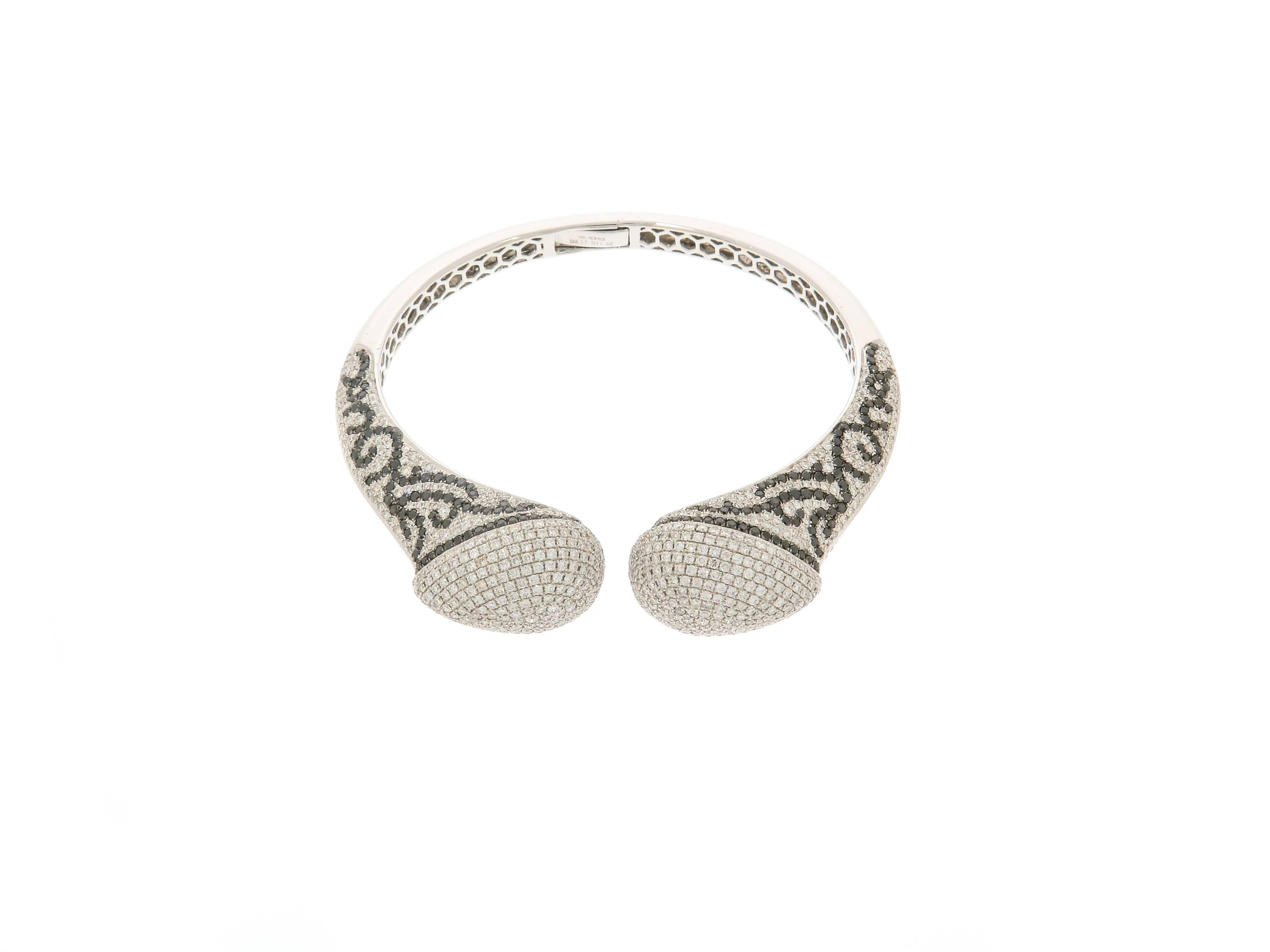 Women's Black and White Diamond Cuff Bracelet