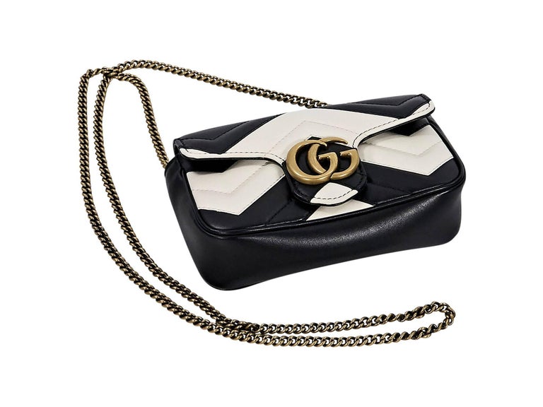 Globe Circumference protection Black and White Gucci GG Marmont Super Mini Bag at 1stDibs