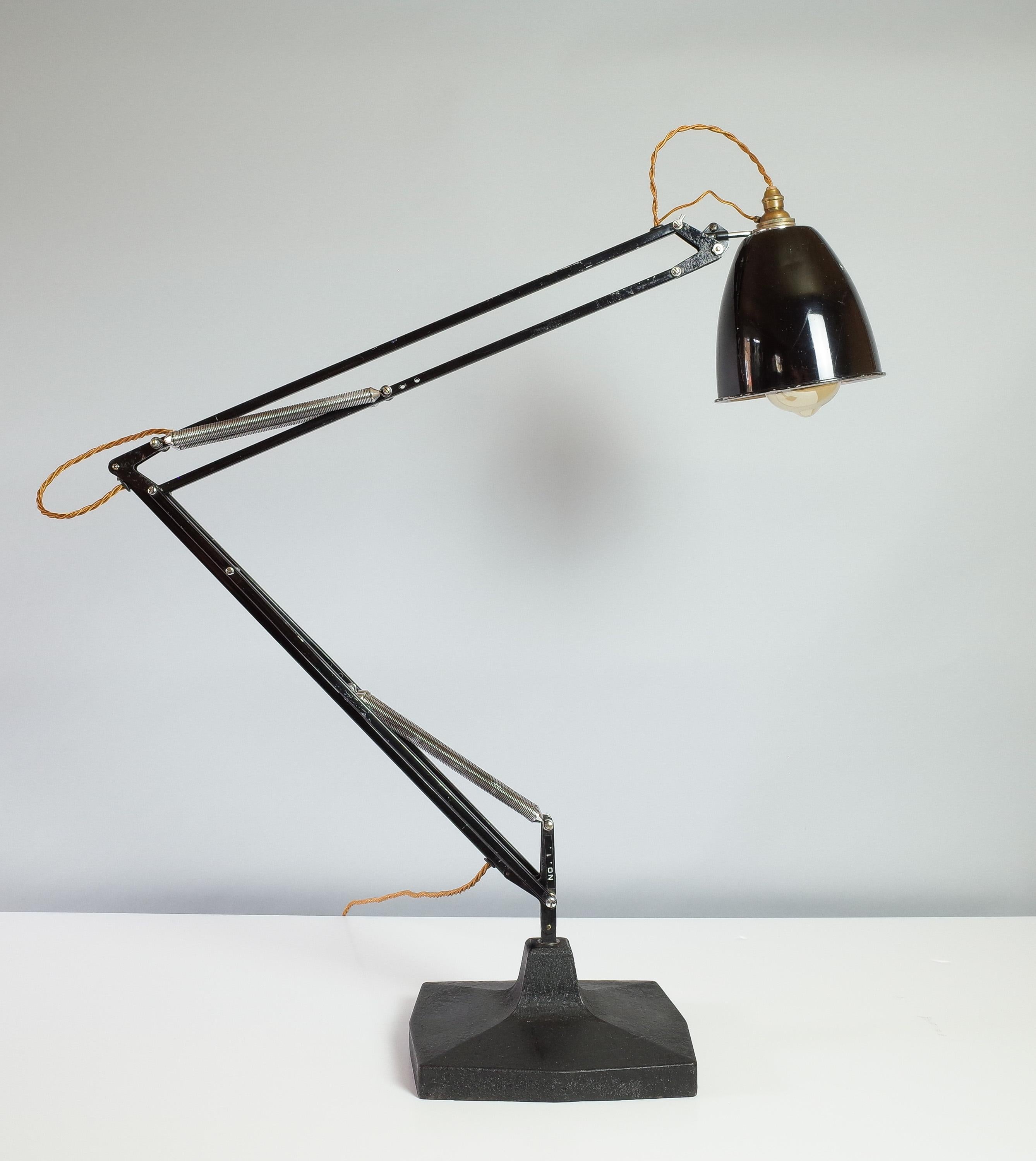 Industrial Black 1209 Anglepoise Lamp, England, 1930s