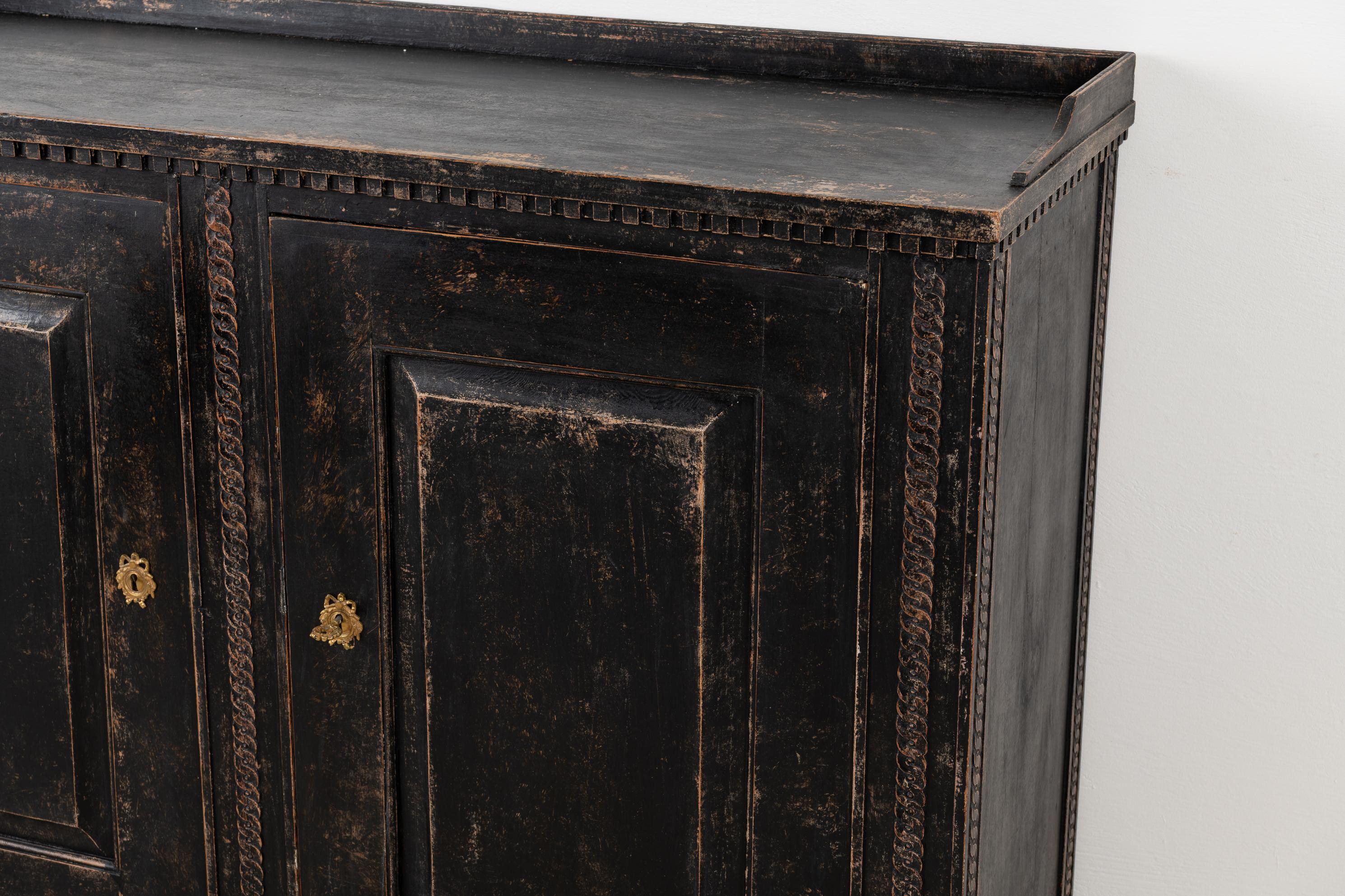 Black 18th Century Swedish Neoclassical Sideboard 9