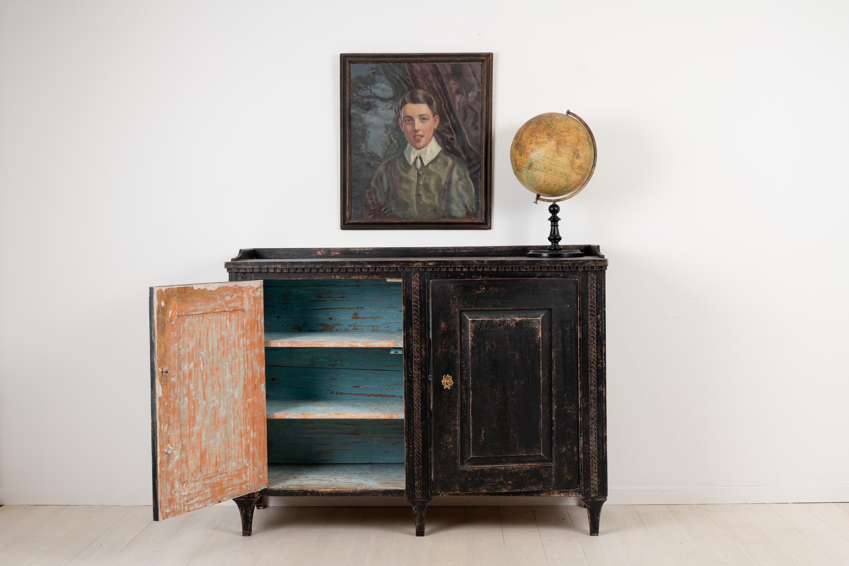 Hand-Crafted Black 18th Century Swedish Neoclassical Sideboard