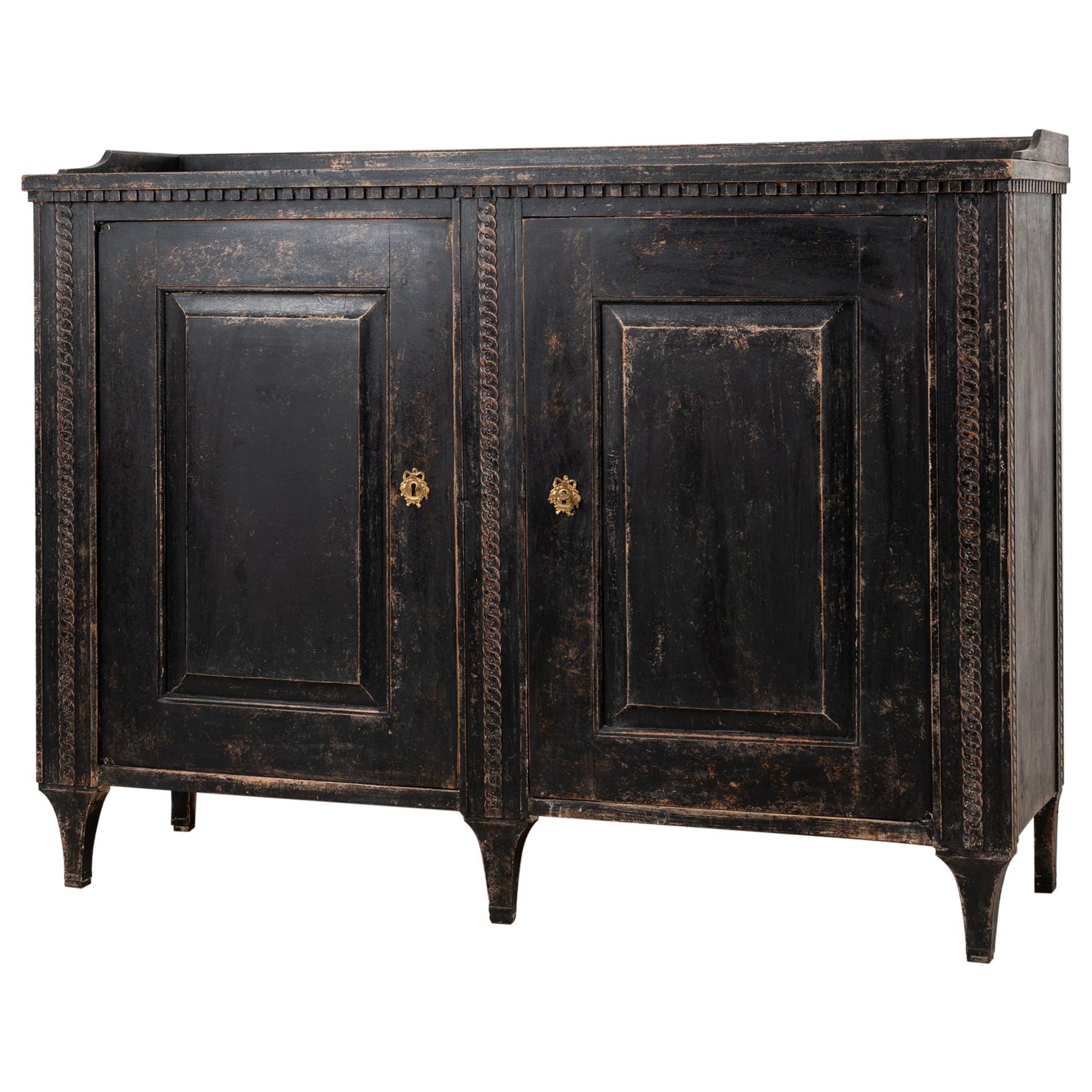 Black 18th Century Swedish Neoclassical Sideboard