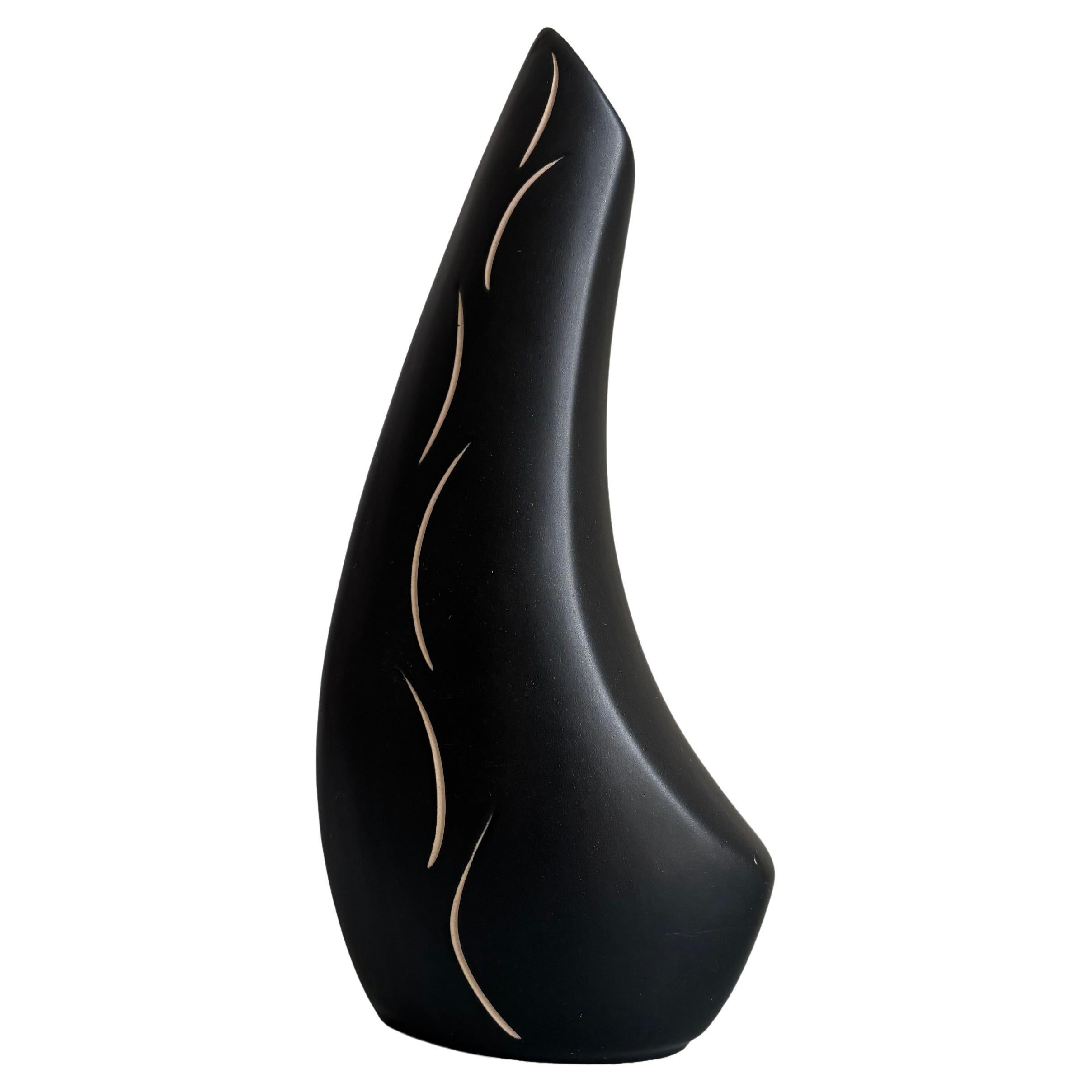 Black 1950s Danish Modern Asymmetrical Vase