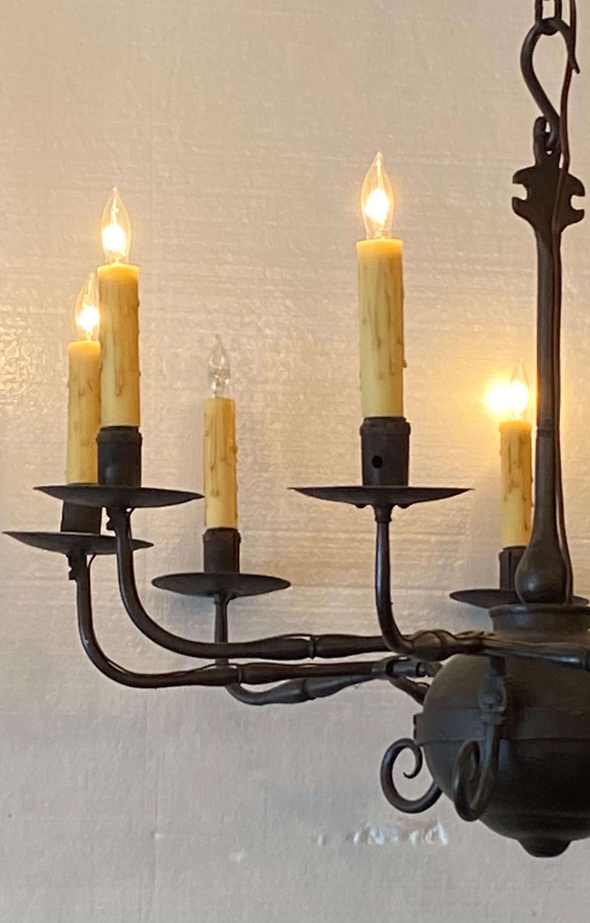 South American Black 19th-Centuey Iron Chandelier